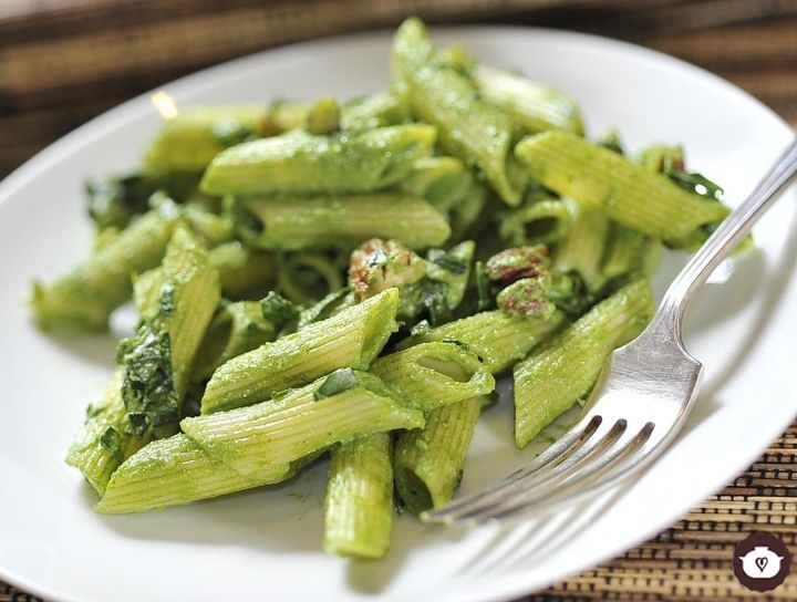 Penne con pesto de Espinacas