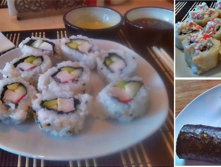 Makisushi variado (rollo California, rollo lactovegetariano)