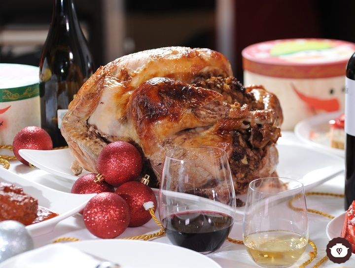 Pavo relleno navideño
