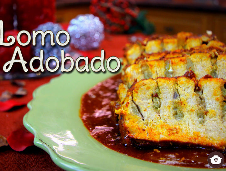 Lomo adobado relleno de manzana sin horno