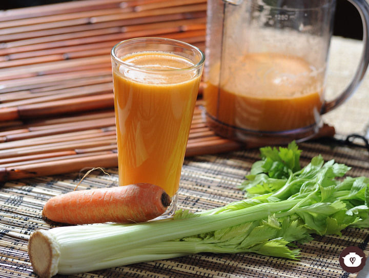Jugo de apio naranja y zanahoria
