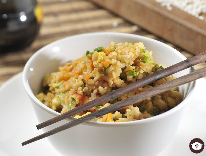 Arroz frito con verduras