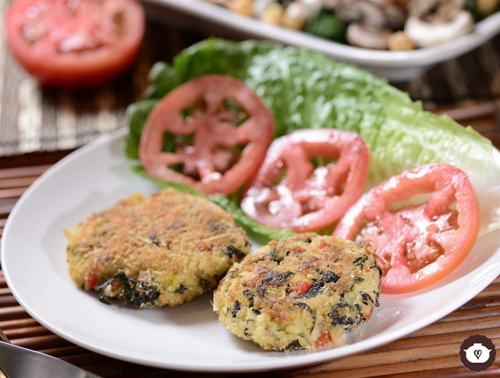 Hamburguesa de arroz con espinacas