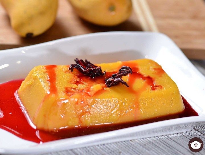 Gelatina de mango con jamaica