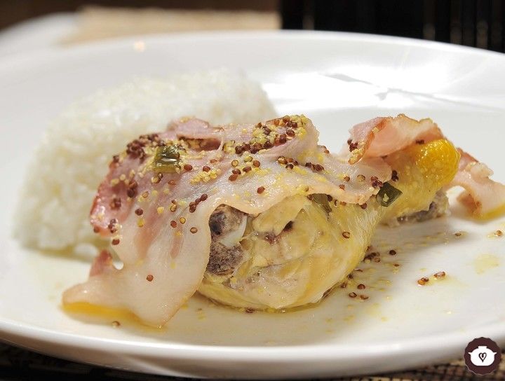Pollo a la mostaza y vino