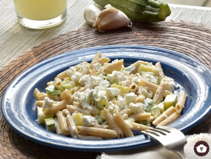 Pasta de pluma con calabacitas