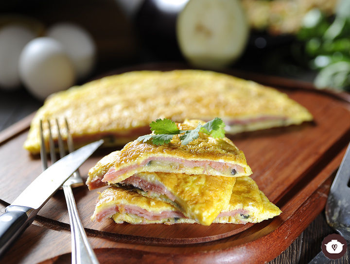 Tortilla de berenjena y jamón