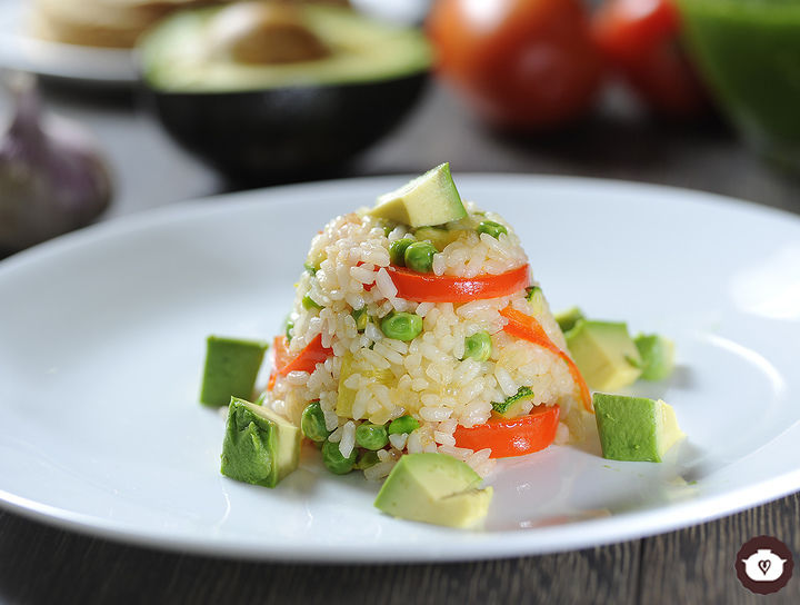 Timbal de arroz con verduras