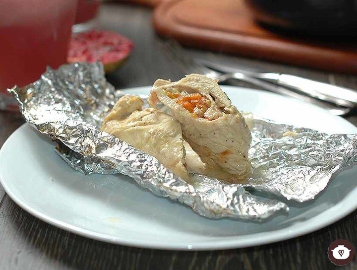 Pechuga de pollo rellena al vapor