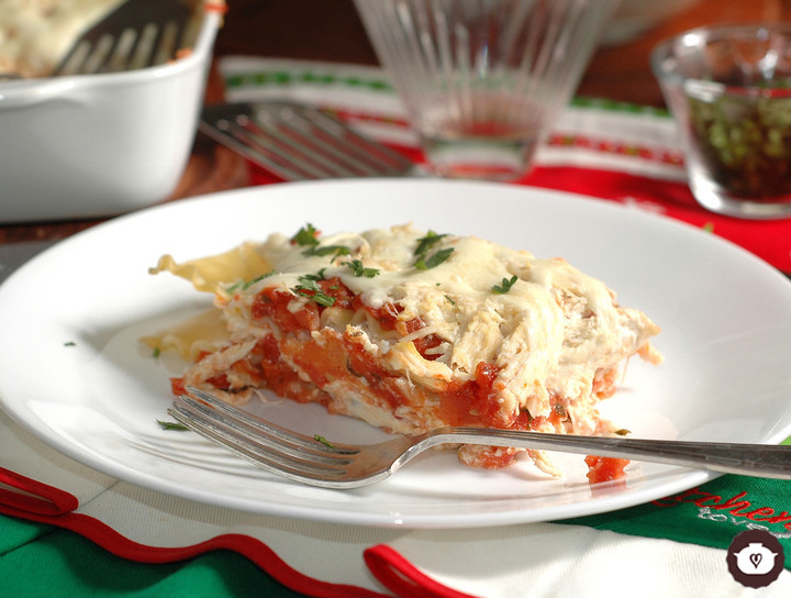 Lasaña de pollo y queso