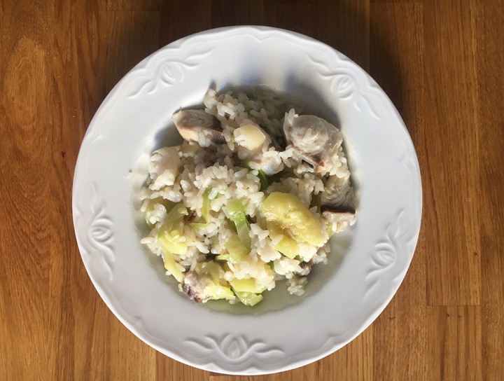 Arroz con pescado y calabacín