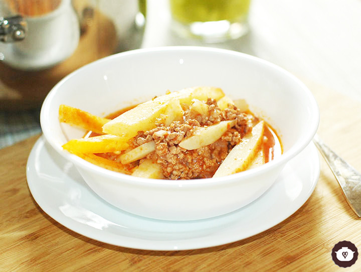 Caldo de carne con papa