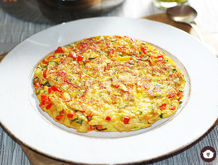 Tortilla de verduras con pollo