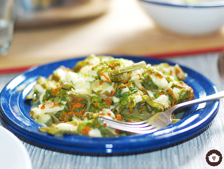 Salteado de flor de calabaza con queso