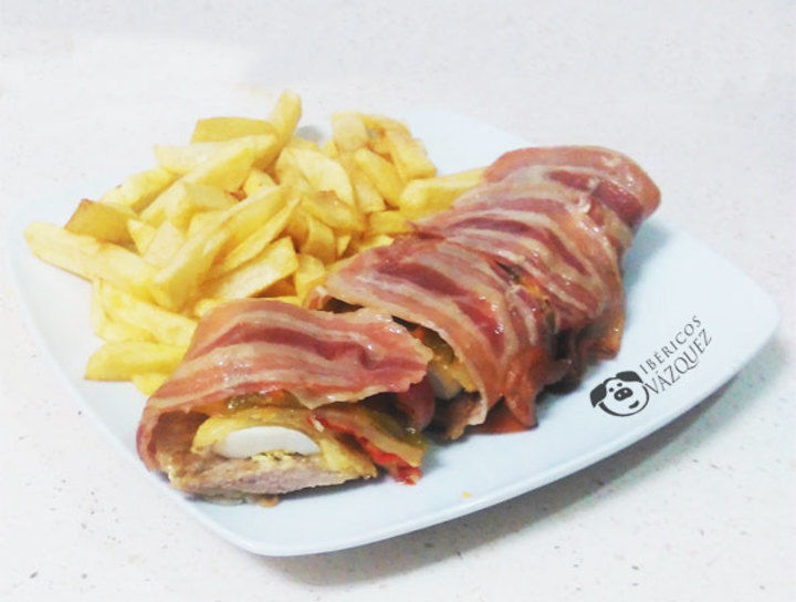Secreto ibérico enrollado al horno