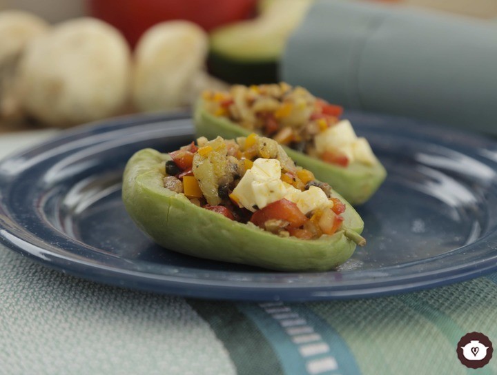 Chayotes rellenos de verduras