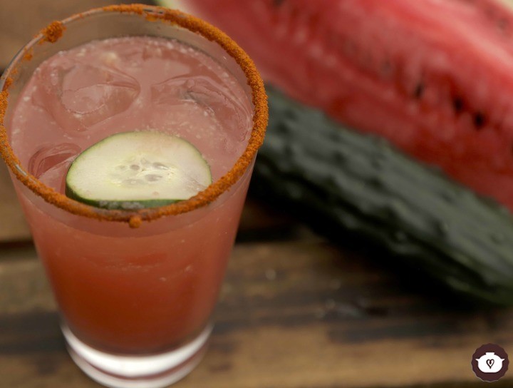 Agua fresca de sandía, pepino y limón