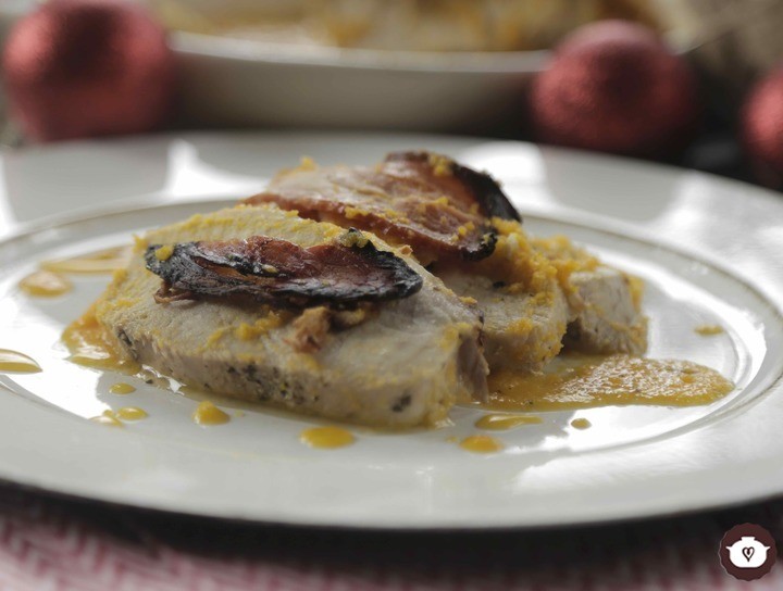 Lomo de cerdo con tocino