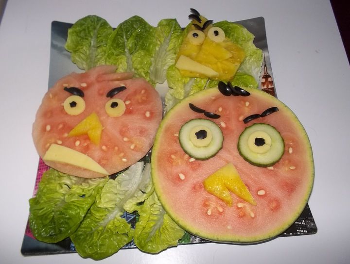Angry Birds hechos con fruta