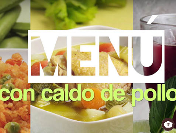 Menú con caldo de pollo
