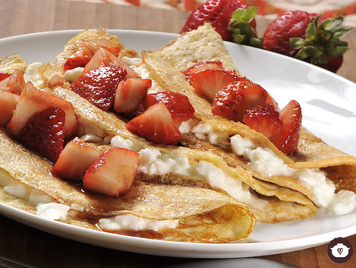 Crepas de queso con fresas