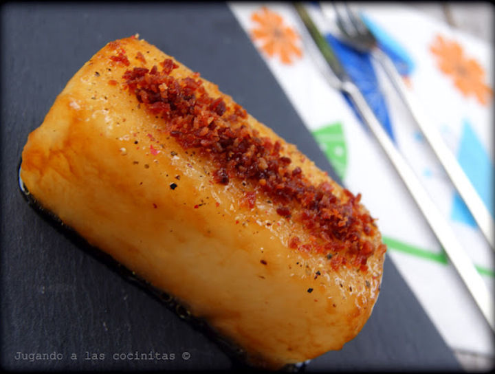 Taco de melón con arena de jamón