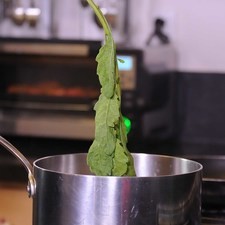 Añadir la rama de epazote al caldo y sazonar con sal.