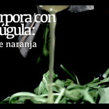 Incorporar con la arúgula: jugo de naranja, chile catarina, sal y pimienta.
